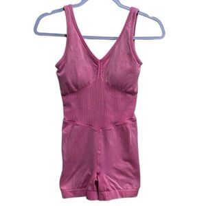 JoyLab‎ Pink Seamless Ribbed Activewear Romper XS One Piece Yoga Short Jumpsuit